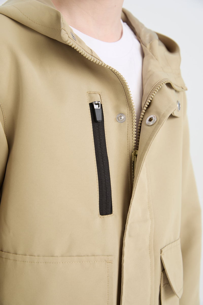 ديفاكتو جاكيت مطر اولادي كاكي فاتح وتر بروف بكابيشون - Image 5